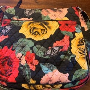 Vera Bradley Havana Rose triple zip crossbody hobo mailbag purse